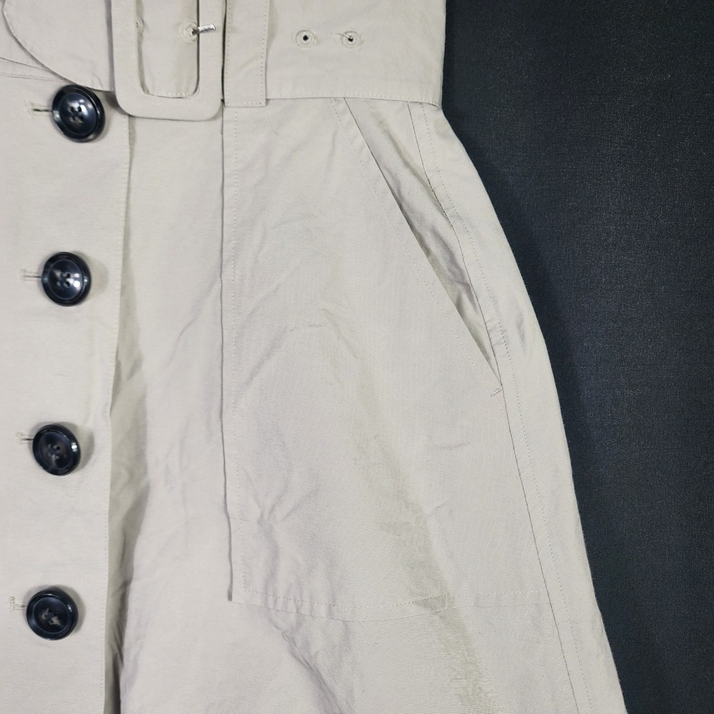 Madewell‎ Tan Utility Belted A-Line Midi Skirt Size 4 Button Front Pockets - Picture 2 of 6